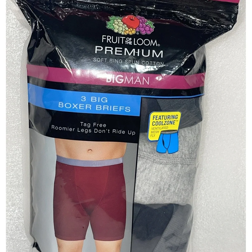 Fruit of the‎ Loom Big Man Premium Boxer Briefs 5XB (58-60) Mesh Fly Pack of 6